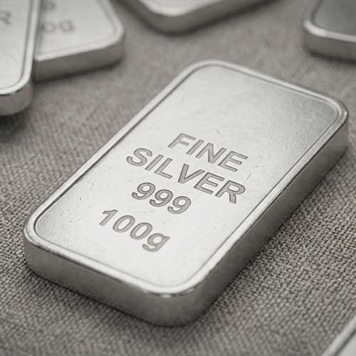 Lingotes de plata pequeños de 1 oz a 100 g