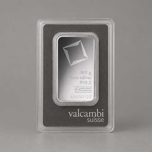 Lingote de plata Valcambi
